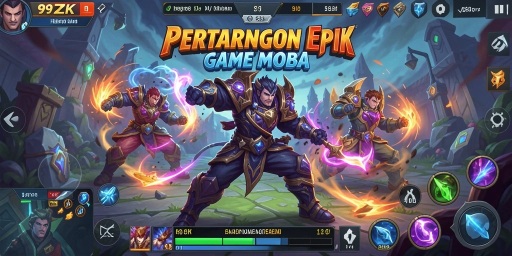 Tampilan gameplay MOBA seru dalam 99ZK dengan grafik menawan.