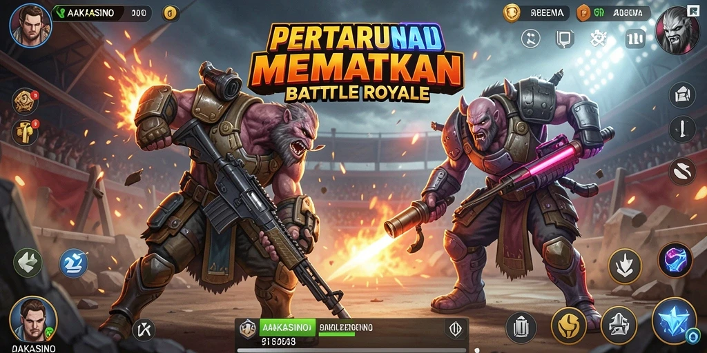 Tampilan gameplay AAKASINO yang menegangkan di arena Battle Royale.
