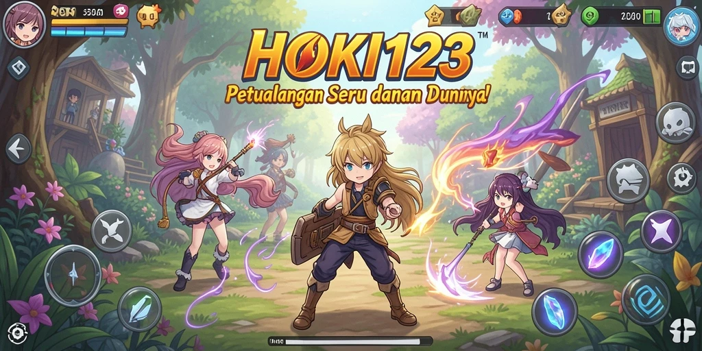 Tangkapan layar gameplay HOKI123 menampilkan aksi seru dan karakter anime.