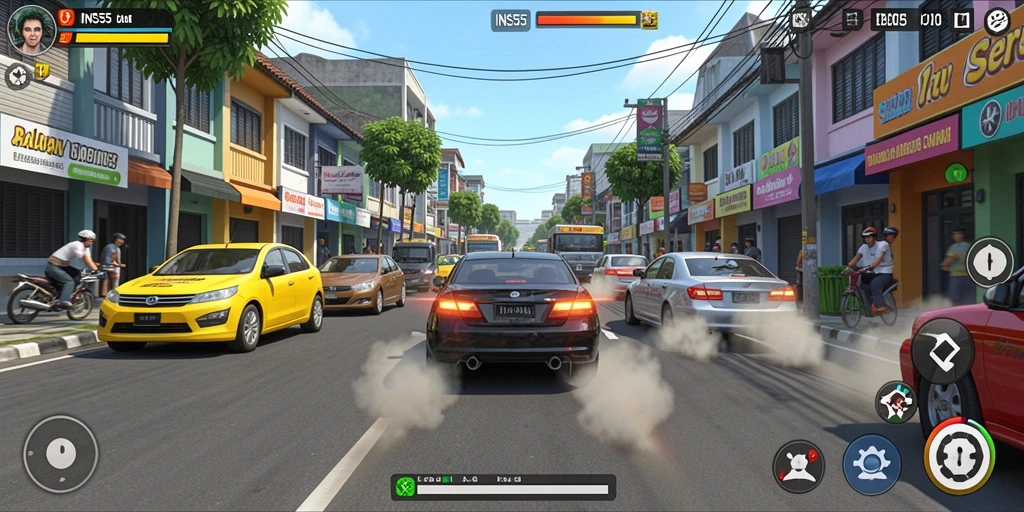 Gameplay mendebarkan dari INS55 menampilkan balap mobil yang seru.