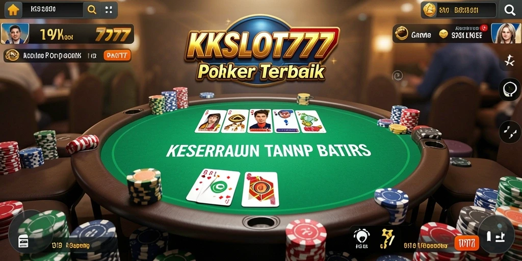 Tampilan gameplay KKSLOT777 dengan suasana Poker yang mendebarkan.