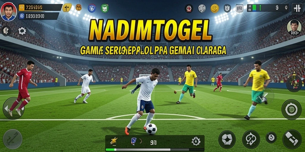 Tampilan gameplay NADIMTOGEL dengan aksi sepak bola yang dinamis.