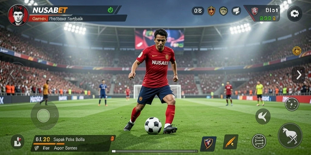 Tampilan gameplay NUSABET yang dinamis dan interaktif saat bermain Football.