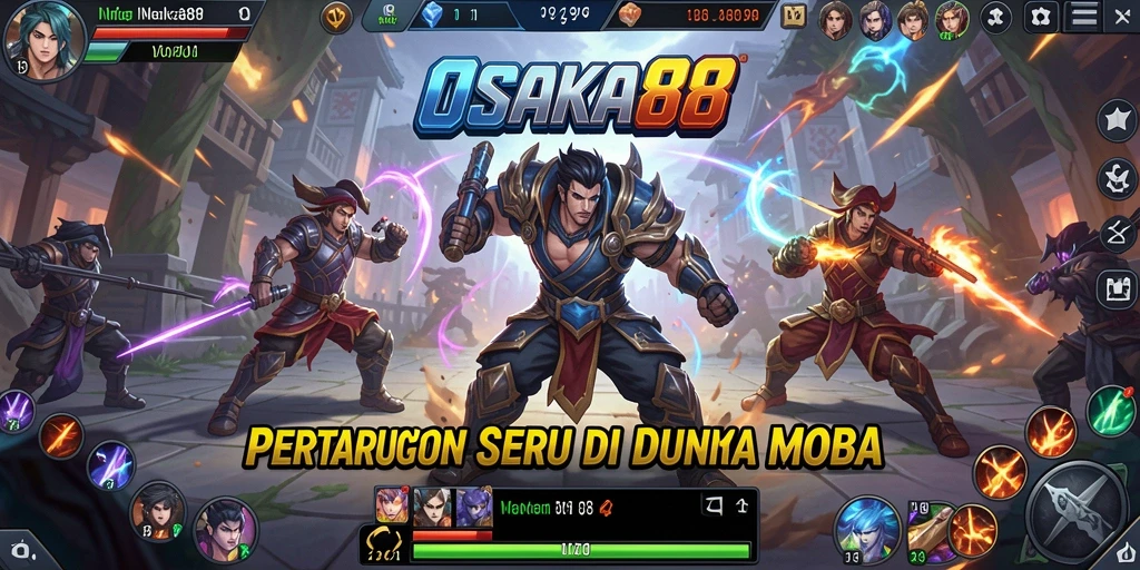 Tangkapan layar dari gameplay seru OSAKA88 di arena pertempuran.