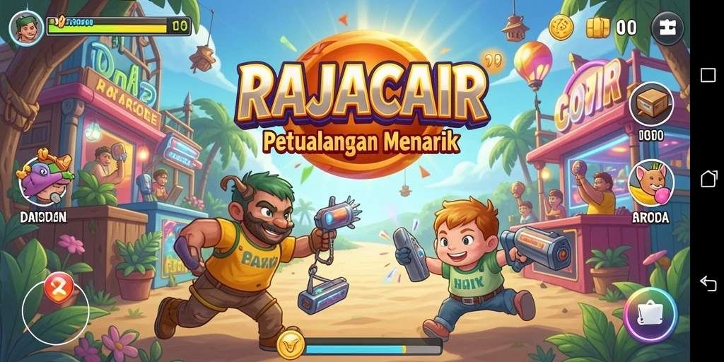 Screenshot utama RAJACAIR menampilkan aksi seru dalam gameplay Arcade.