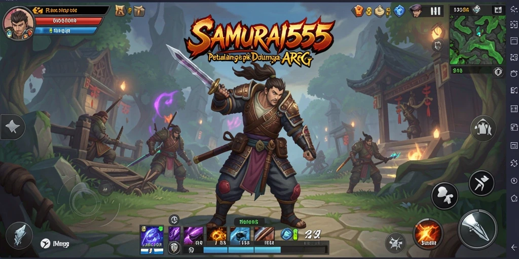 Tangkapan layar utama SAMURAI555 menampilkan aksi seru dalam pertarungan ARPG.